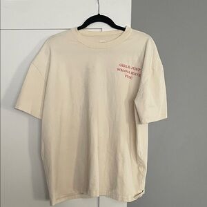 Beige Graphic Tee - Fun Design